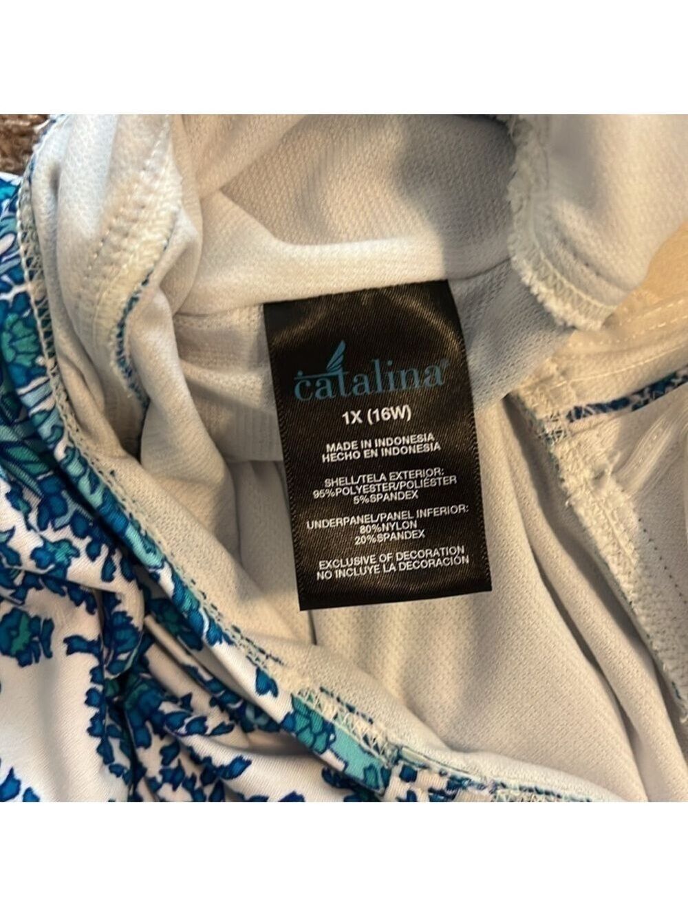 Catalina one piece swimsuit. Blue floral, preowned, Size 1X, 16W. - Picture 8 of 13